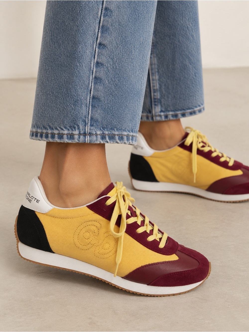 Charlotte Stone Rocky Sneaker In Butter Leather Multicolor Tennis Shoes Size 9